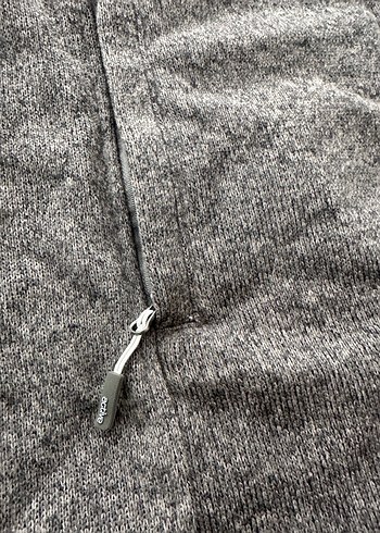 Gri  Midi Boy Düğmeli Kaban - Görsel 6