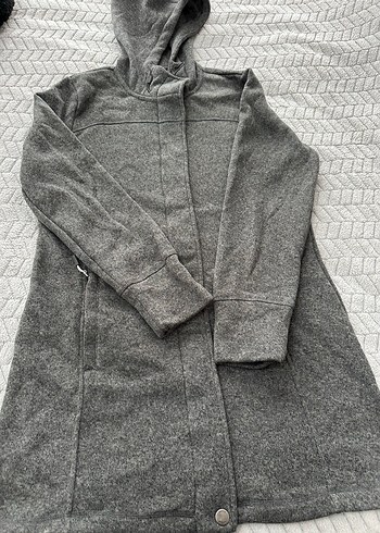 Gri  Midi Boy Düğmeli Kaban - Görsel 3