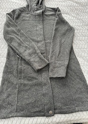 Gri  Midi Boy Düğmeli Kaban - Görsel 8