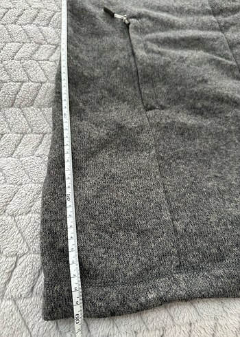 Gri  Midi Boy Düğmeli Kaban - Görsel 4