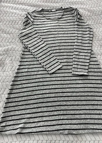 Gri Çizgili  Triko Tunik - Görsel 7