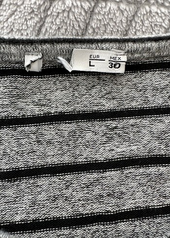 Gri Çizgili  Triko Tunik - Görsel 3