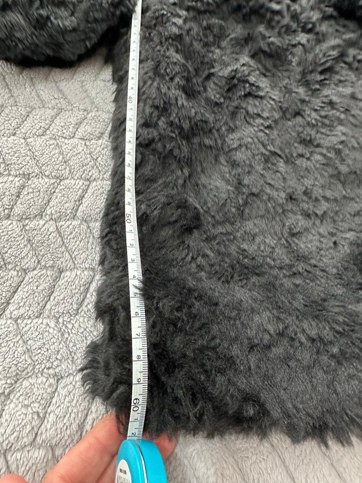 Gri Uzun Kadın pelluş Kürk Mont - Görsel 5