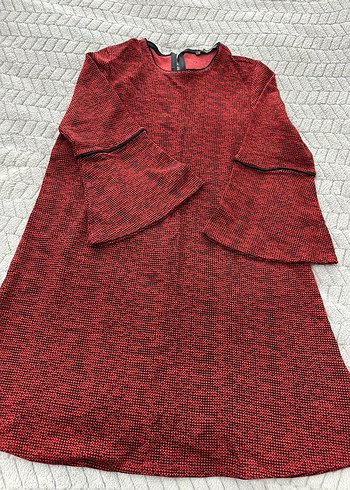 Kırmızı Uzun Kollu Triko Elbise - Görsel 4