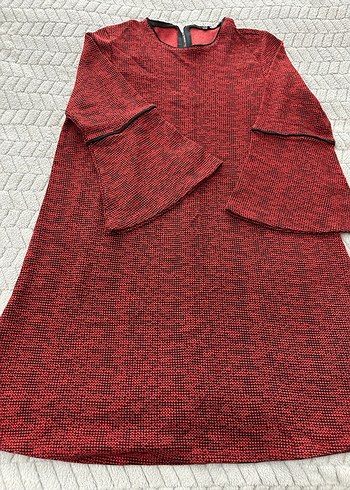 Kırmızı Uzun Kollu Triko Elbise - Görsel 2