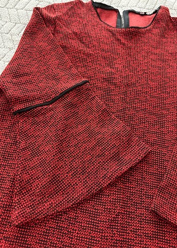 Kırmızı Uzun Kollu Triko Elbise - Görsel 6