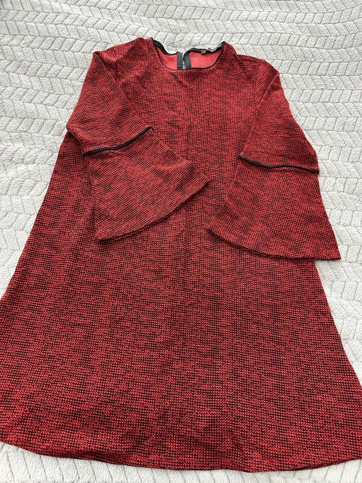 Kırmızı Uzun Kollu Triko Elbise - Görsel 4