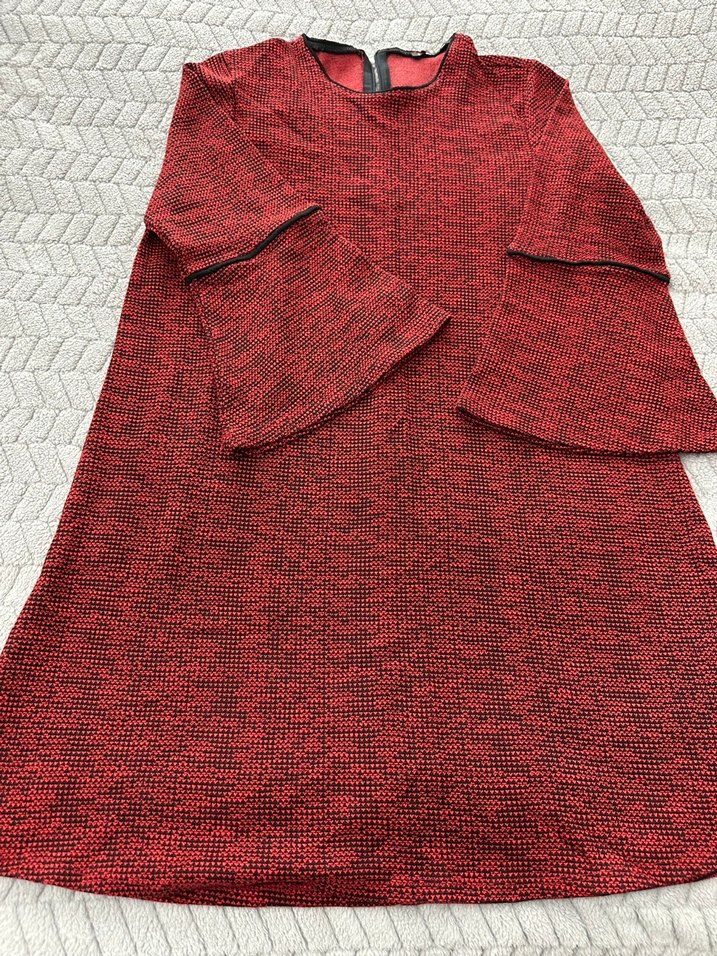 Kırmızı Uzun Kollu Triko Elbise - Görsel 2