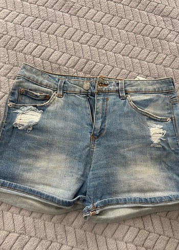 Mavi  Mini Denim Şort - Görsel 8