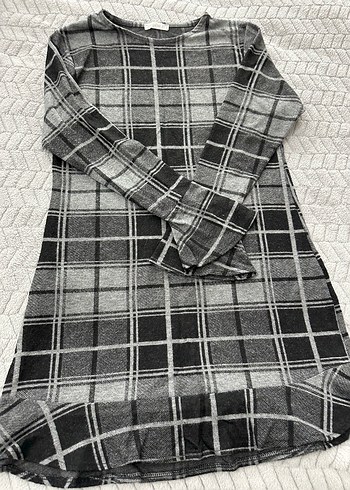 Gri Ekoseli Uzun Kollu Kadın Elbise - Görsel 4