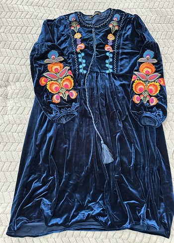 Nakışlı Püsküllü Bohem Kadın Uzun Elbise - Görsel 5