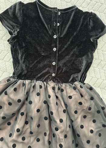 Puantiye Desenli Fırfırlı Siyah Kız Elbise - Görsel 7