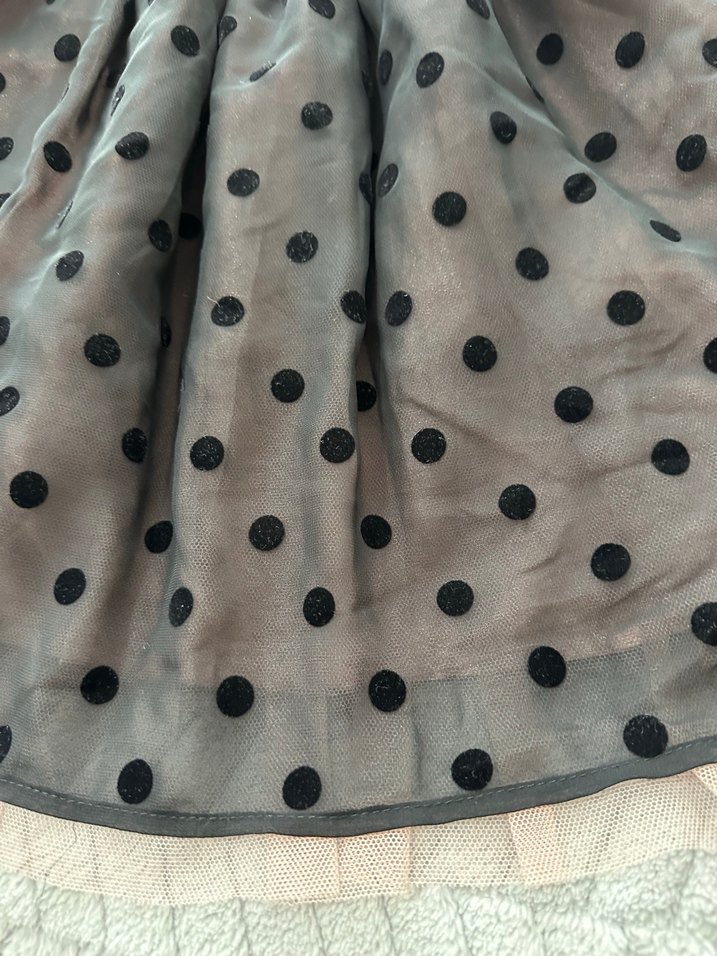 Puantiye Desenli Fırfırlı Siyah Kız Elbise - Görsel 3