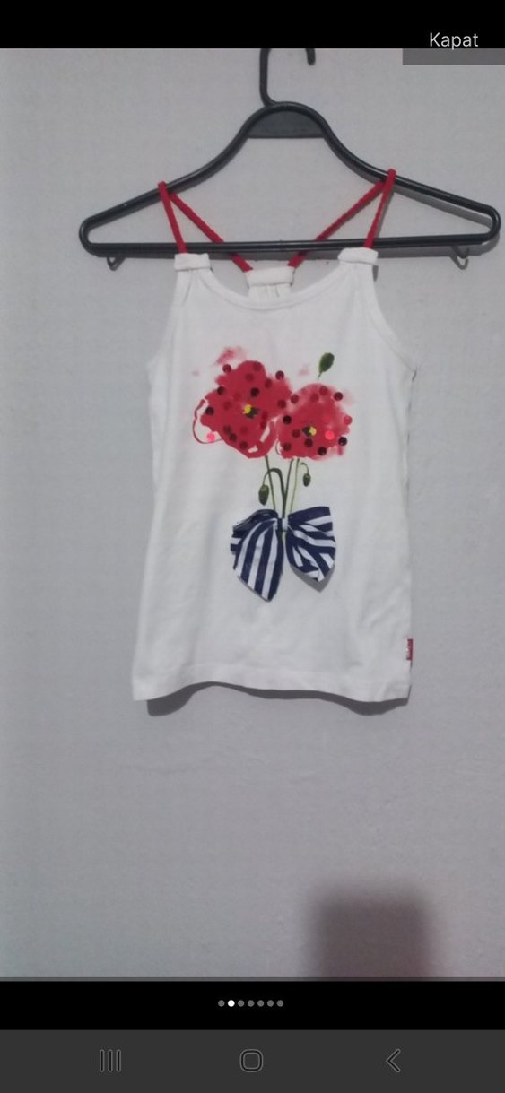 Kız Çocuk Beyaz Çiçekli Fırfırlı Atlet - Görsel 2