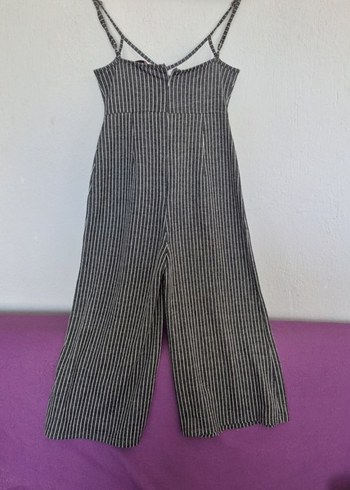 Gri Çizgili Uzun Kadın Tulum - Görsel 2