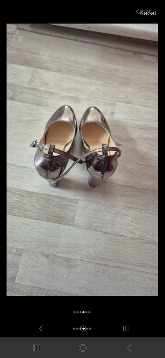 Bej Parlak Metal Stiletto Topuklu Kadın Ayakkabı - Görsel 4