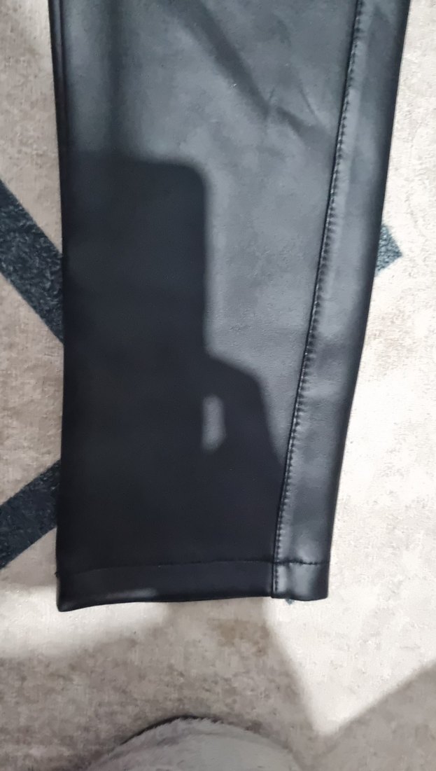 Kadın Siyah Deri  Tayt - Görsel 2