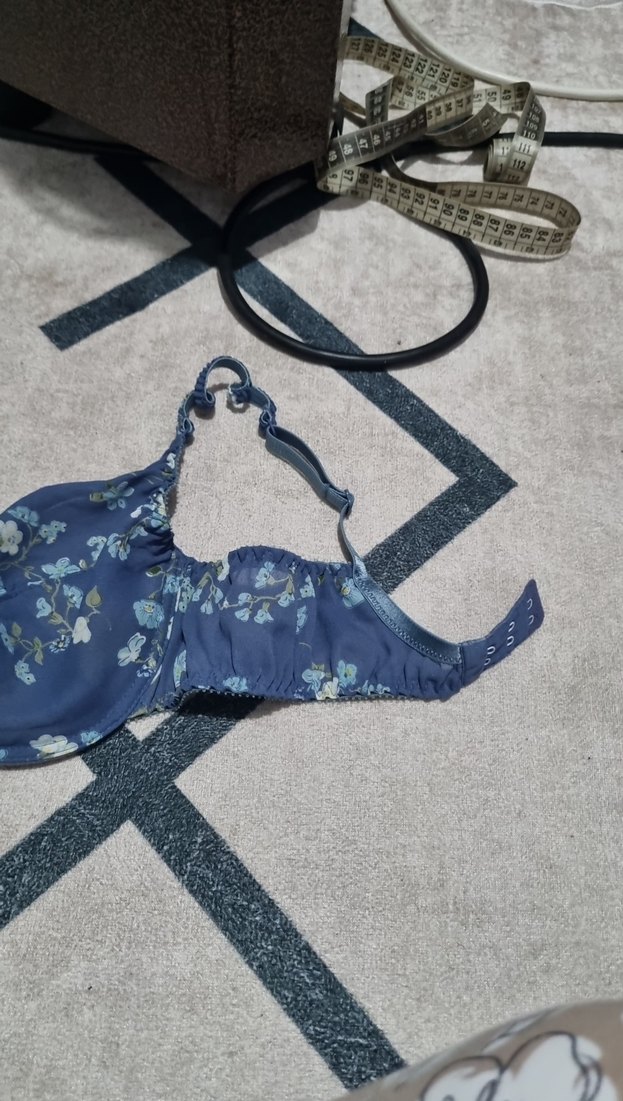 Mavi Çiçek Desenli Bohem Büstiyer - Görsel 3