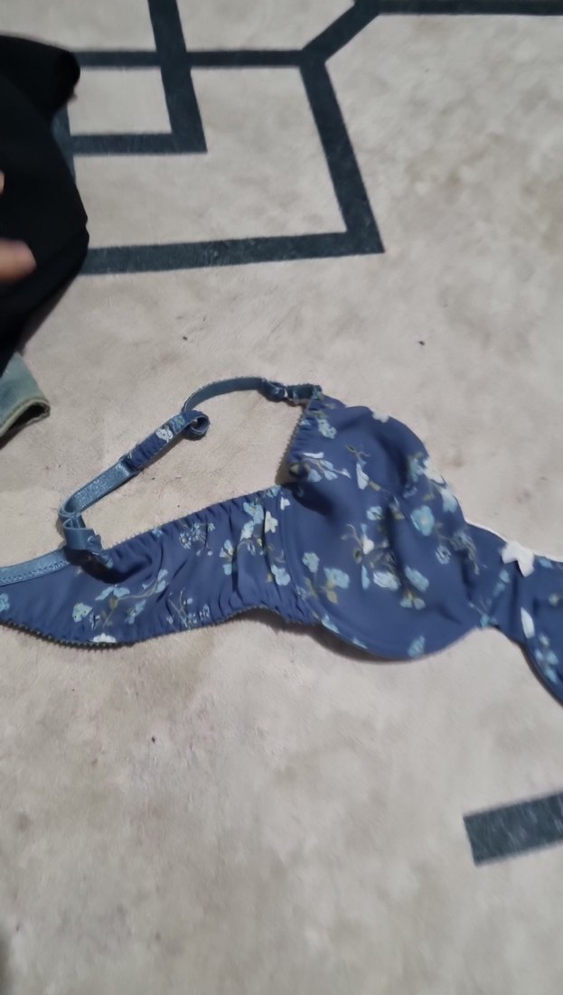 Mavi Çiçek Desenli Bohem Büstiyer - Görsel 2