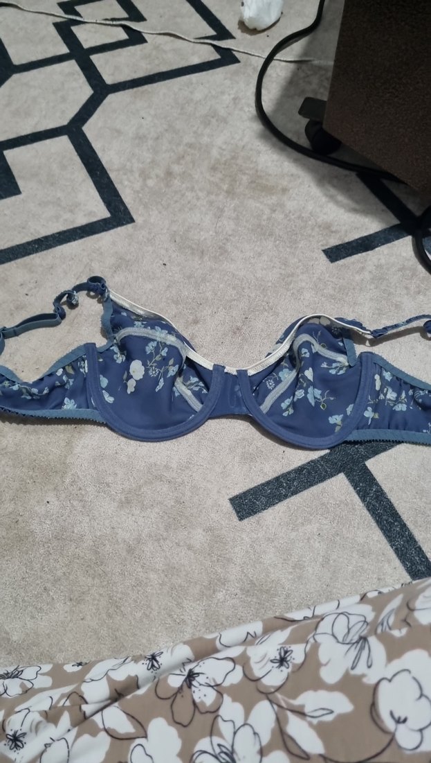 Mavi Çiçek Desenli Bohem Büstiyer - Görsel 4