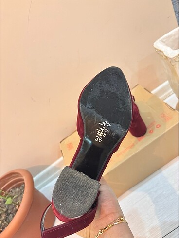 36 Beden bordo Renk Bordo Bağcıklı Kalın Topuklu Ayakkabı