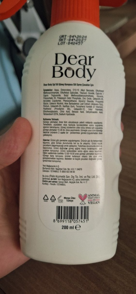 Dear Body Çocuk Güneş Koruyucu Sprey SPF 50 200 ml - Görsel 3