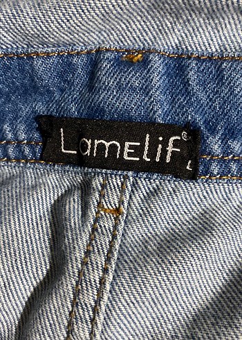 l Beden mavi Renk Düğmeli Mavi Denim Kadın Uzun Tulum