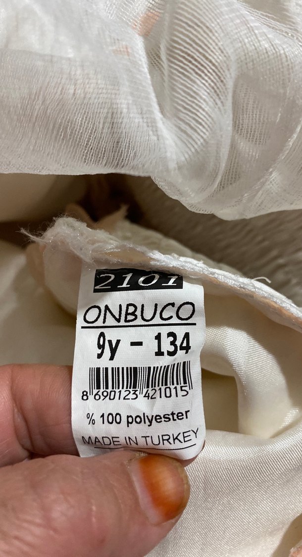 Kız Çocuk Bej Fırfırlı Straplez Elbise - Görsel 5