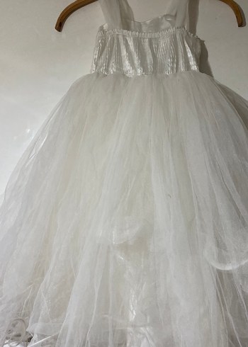 Dantel İşlemeli Beyaz Kız Çocuk Elbisesi - Görsel 3