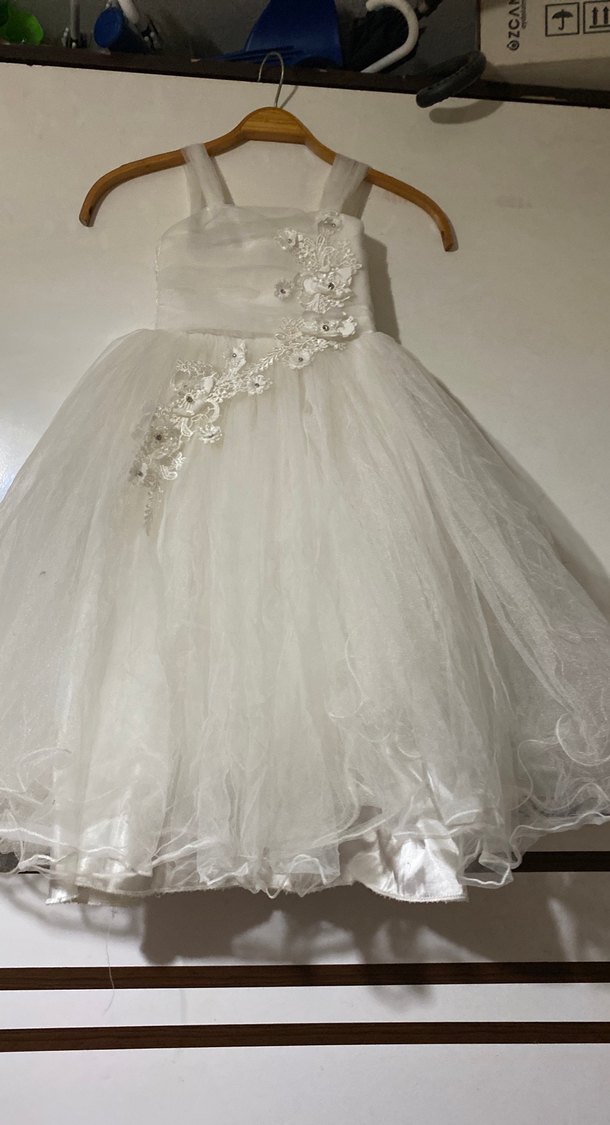 Dantel İşlemeli Beyaz Kız Çocuk Elbisesi - Görsel 2