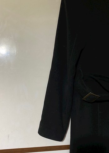 Düğmeli Siyah Kadın Kaban - Görsel 3