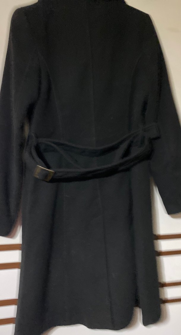 Düğmeli Siyah Kadın Kaban - Görsel 2