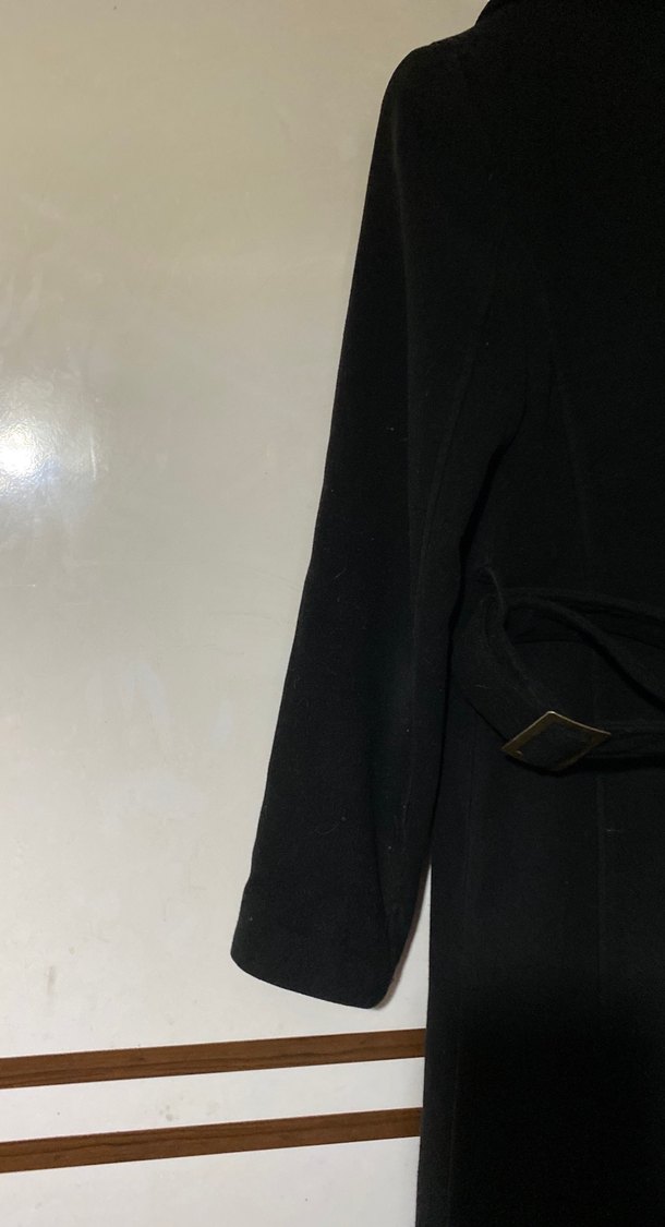 Düğmeli Siyah Kadın Kaban - Görsel 3