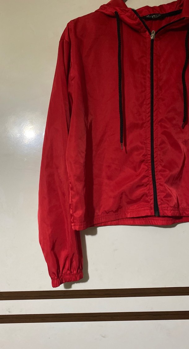 Kırmızı Kadın Fermuarlı Spor Ceket - Görsel 2