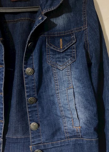 Düğmeli Mavi Kadın Denim Ceket - Görsel 4