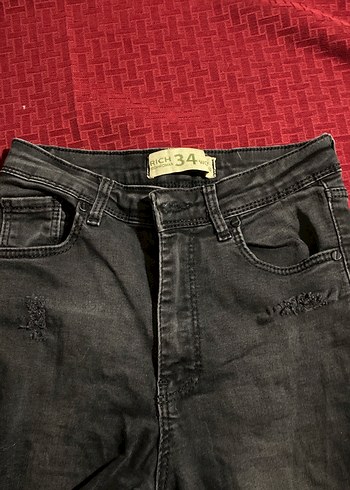 Diğer Siyah Nakışlı Rock Punk Skinny Kot Pantolon