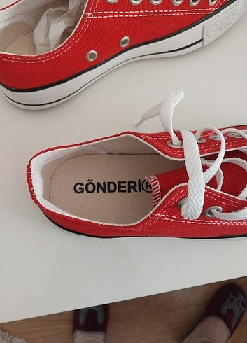 Kırmızı  keten ayakkabi - Görsel 4