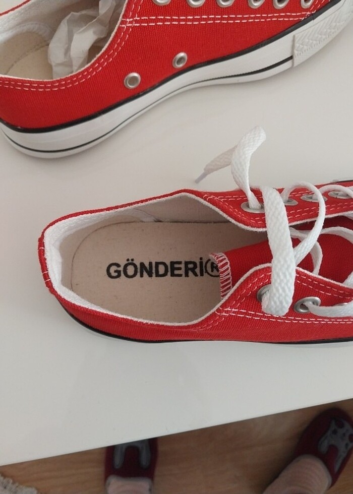 Kırmızı  keten ayakkabi - Görsel 4