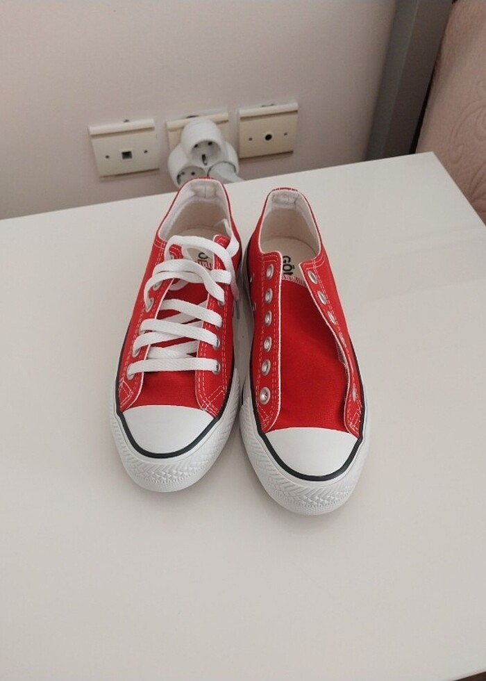 Kırmızı  keten ayakkabi - Görsel 5