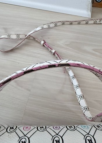 orjjnal vakko Beyaz Baskılı Kadın Omuz Çantası - Görsel 4