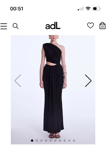 adL Siyah Drapeli Straplez Uzun Elbise