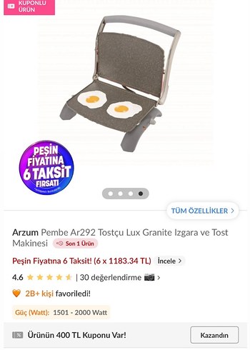 Arzum Pembe Ar292 Lux Granite Tost Makinesi - Görsel 11