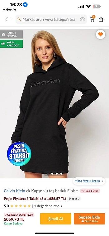 Calvin klein kadın sweatshirt elbise - Görsel 2