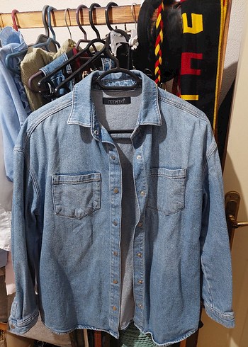 Düğmeli Mavi Denim Kadın Ceket