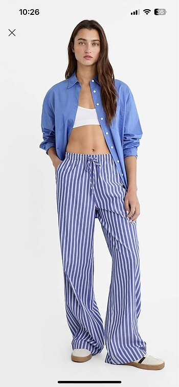 stradivarius mavi çizgili pijama pantolon
