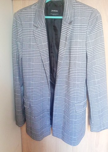 Gri Düğmeli Midi Kadın Blazer Ceket