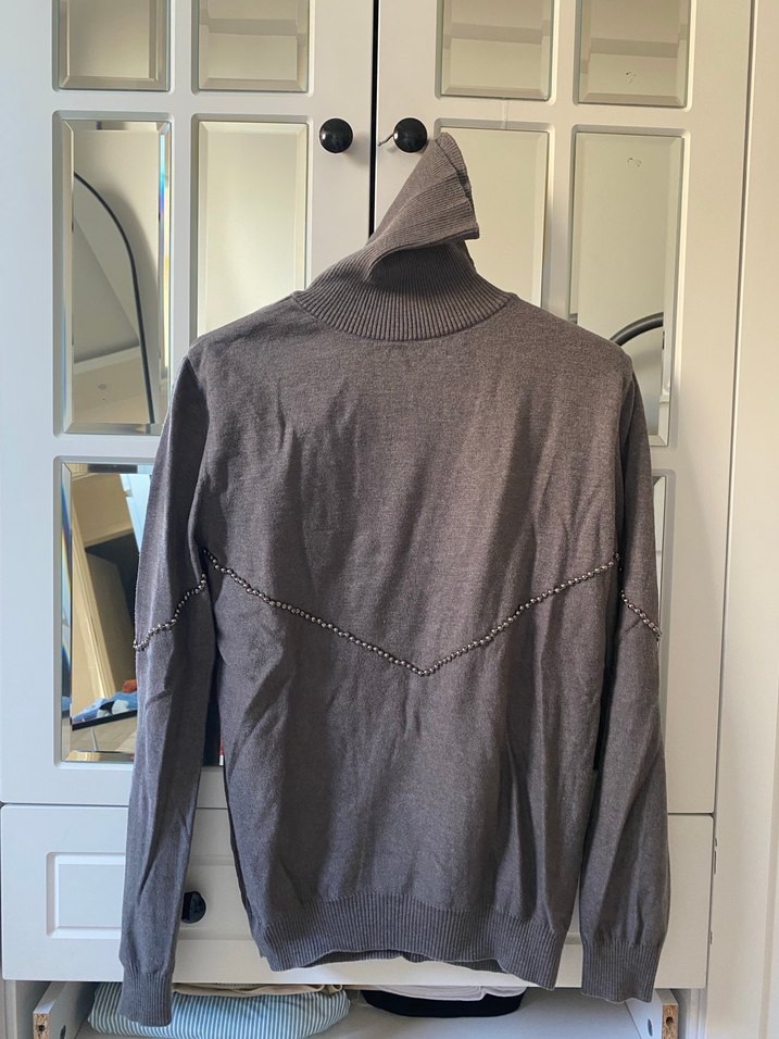 Gri Kadın Balıkçı Yaka Örgü Kazak - Görsel 2