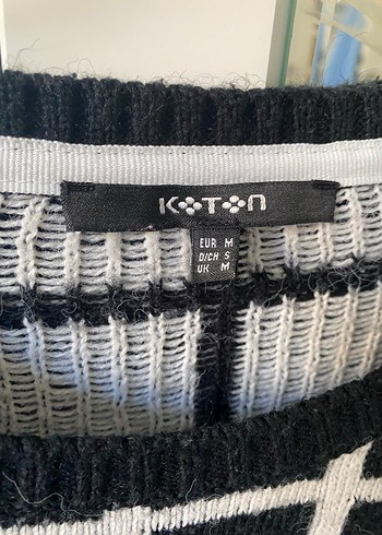 Siyah Beyaz Kareli Örgü Kadın Kazak - Görsel 2