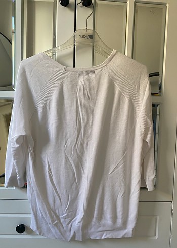 Beyaz Pamuklu Uzun Kollu Kadın Kazak - Görsel 3