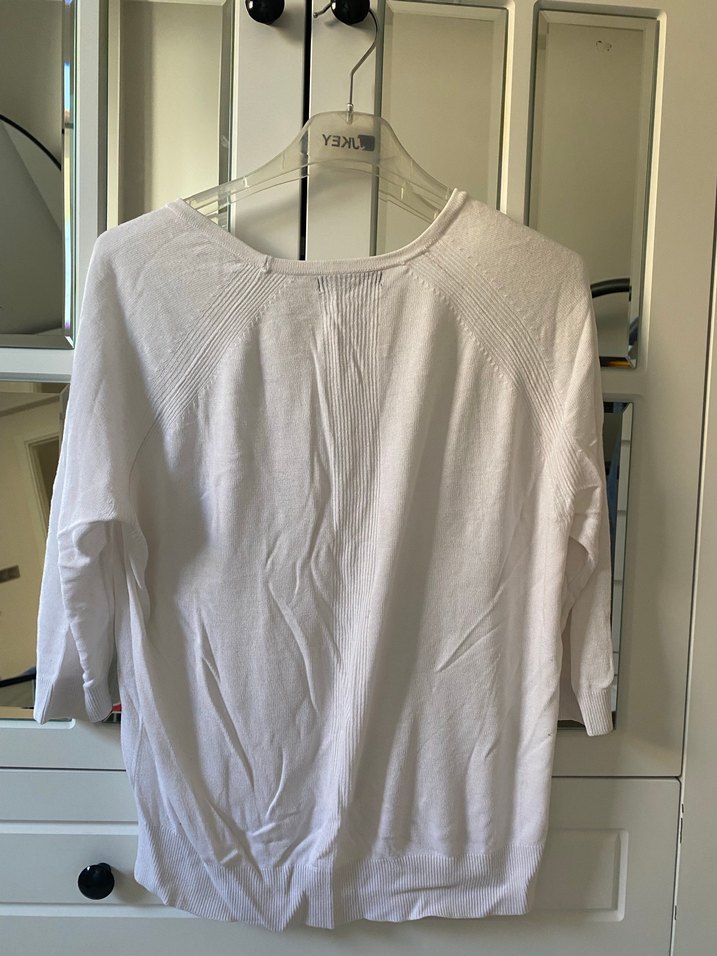 Beyaz Pamuklu Uzun Kollu Kadın Kazak - Görsel 3